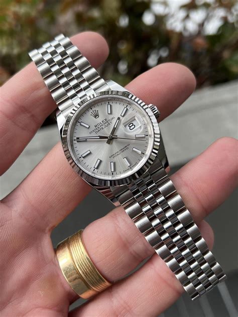 rolex datejust silver dial street style men|rolex datejust silver dial 36mm.